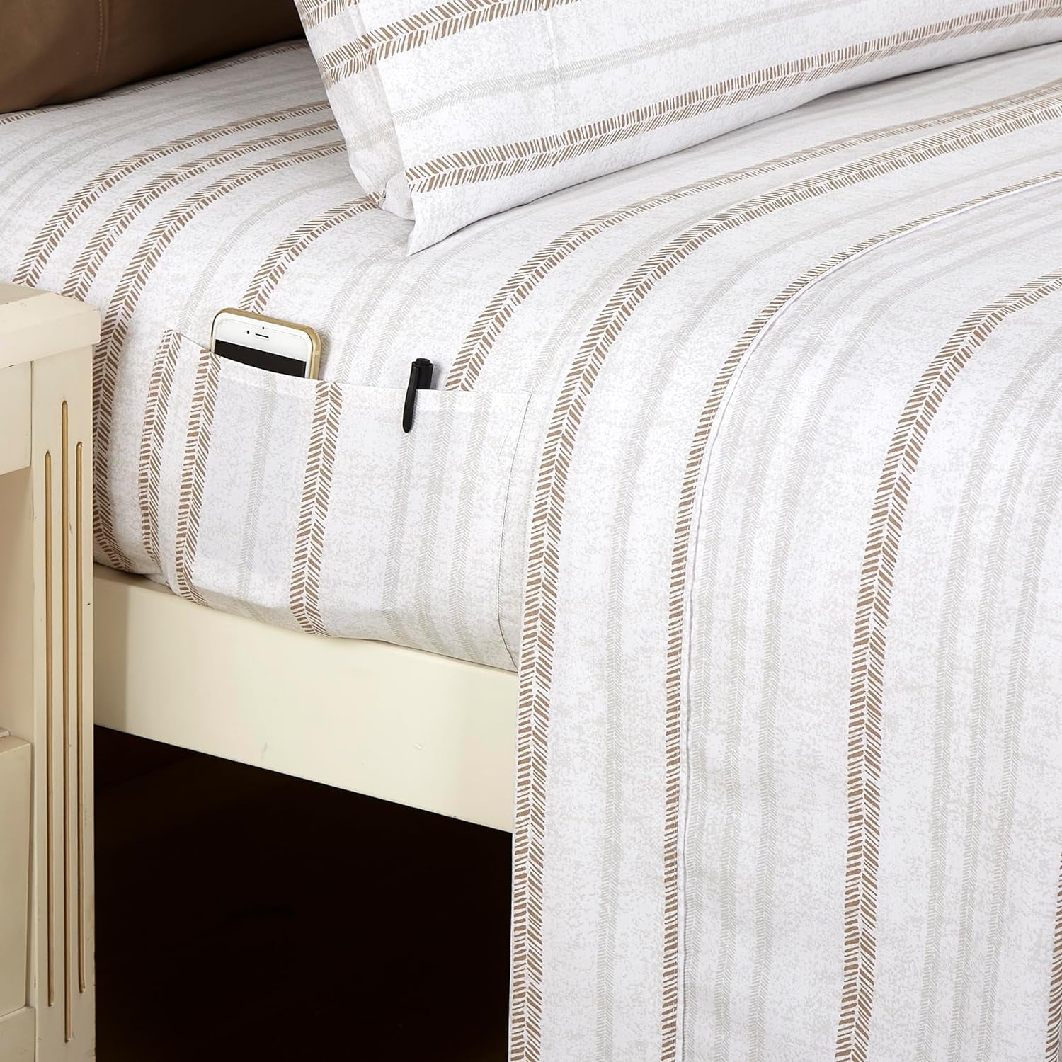 Elegant Comfort 1800 Series Deep Pocket Soft Microfiber 4 Piece Queen Sheet Sets Queen, Traci Linen - Image 3