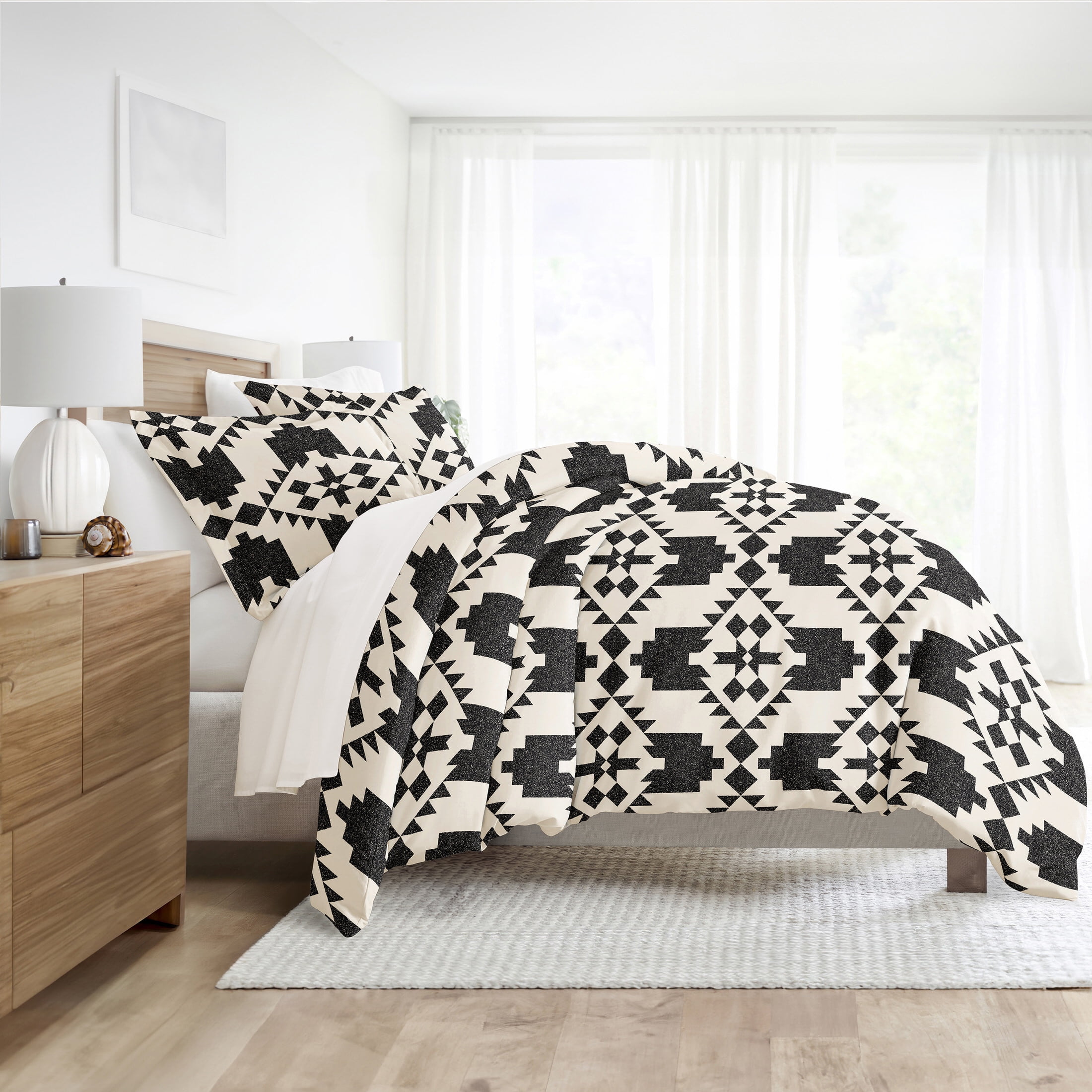 Noble Linens Gray Adobe Diamond Reversible 3-Piece Duvet Cover Set, King/Cal King - Image 2