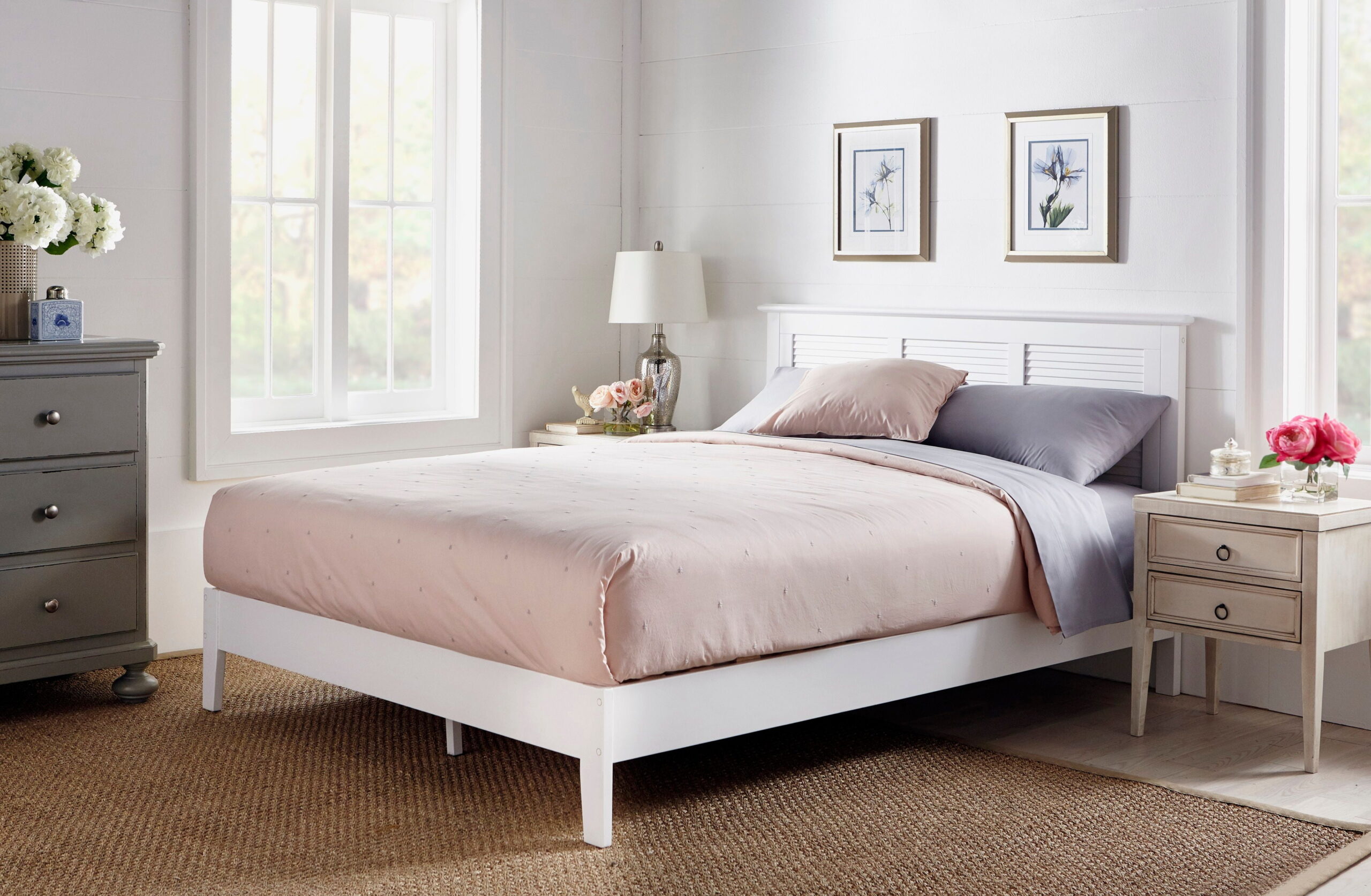 Lubi PWhite Queen Wood Platform Bed - Image 2