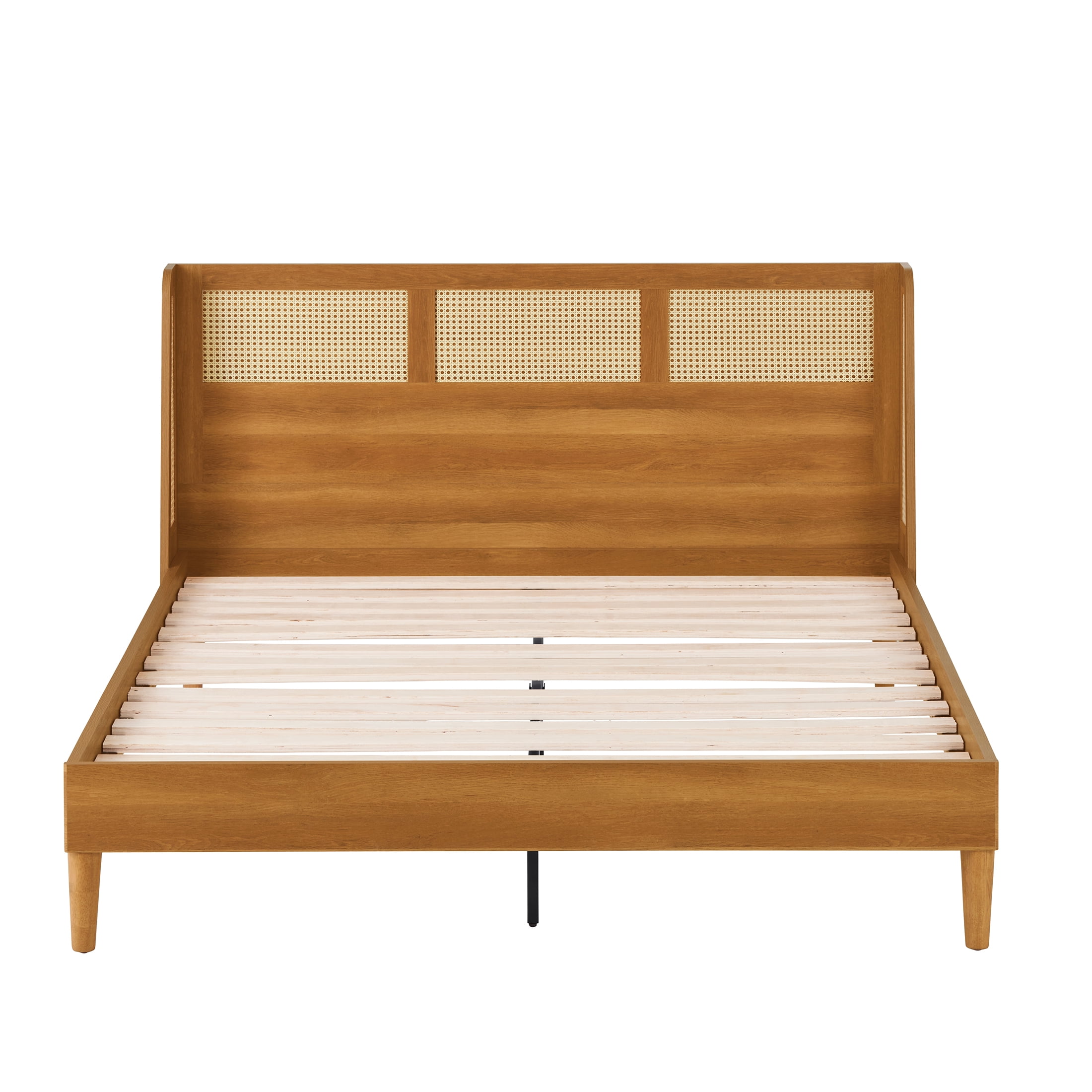 Better Homes & Gardens Springwood Caning Queen Platform Bed With Headboard, Light Honey Finish - Image 7