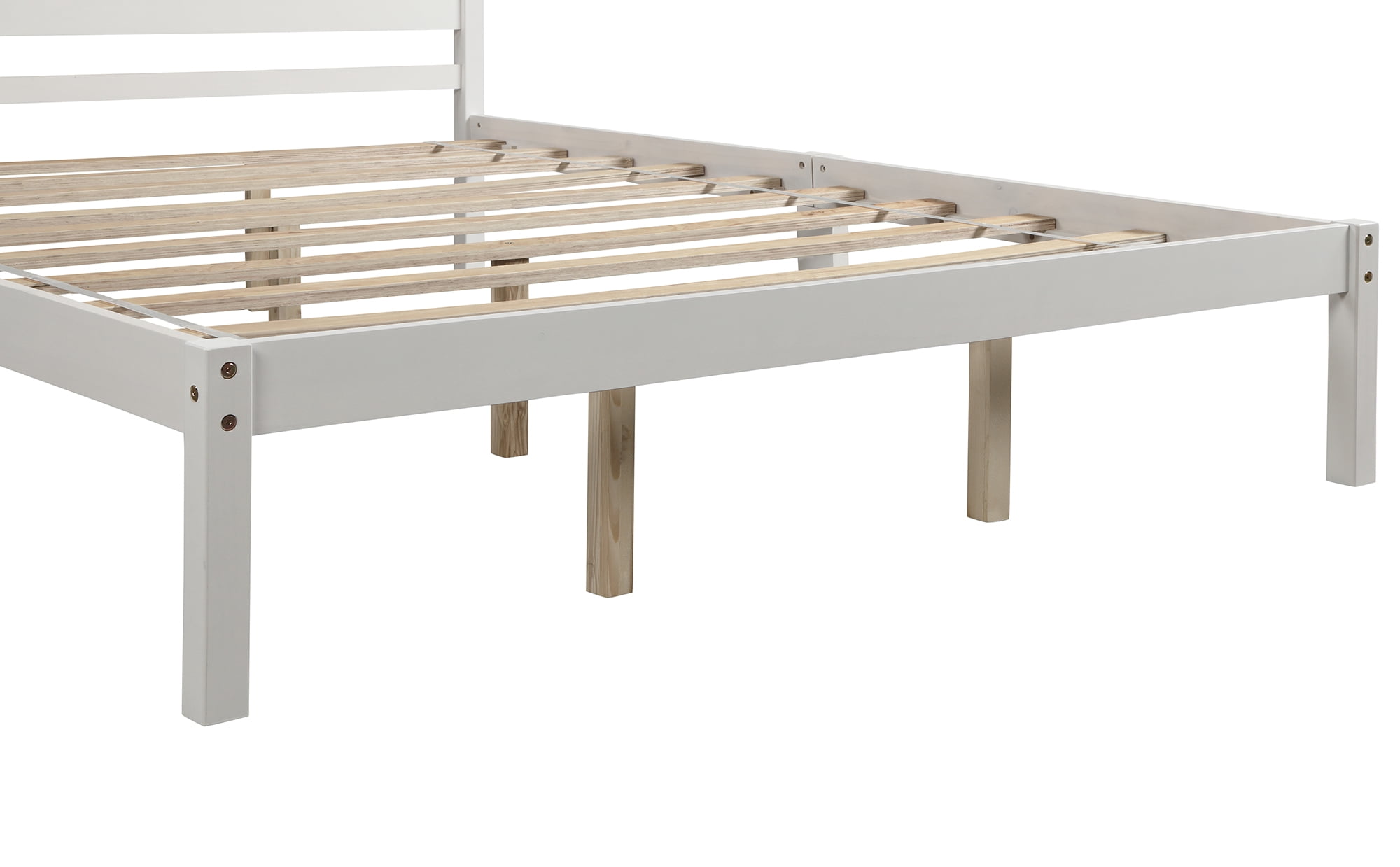 Euroco Full Platform Bed Wood Frame with Headboard and Footboard for Kids Teens, White - Image 7