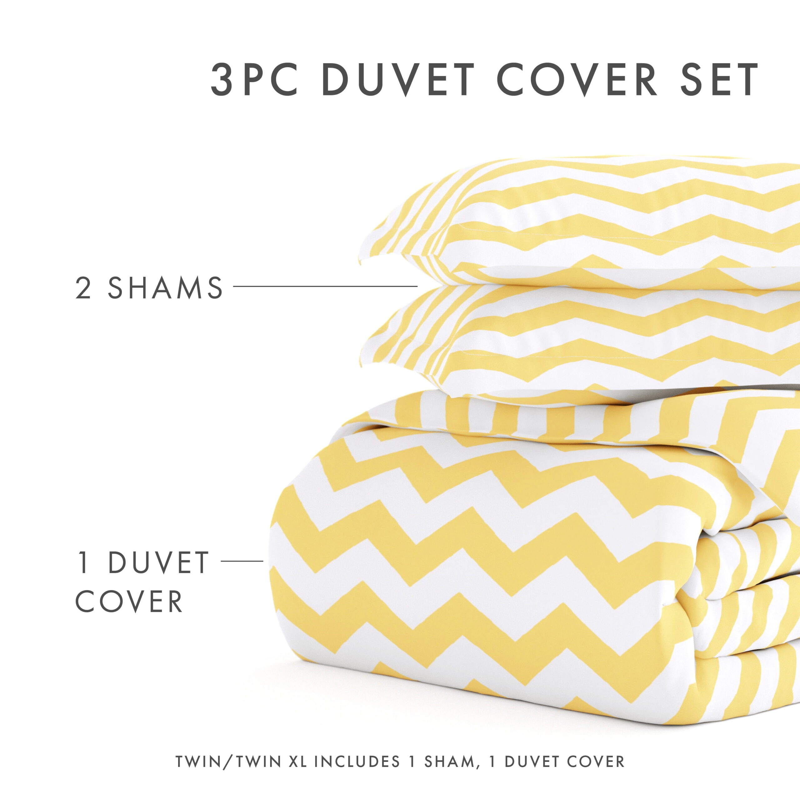 Noble Linens Yellow Arrow Pattern Duvet Set 3-Piece Duvet Cover Set, King/Cal King - Image 2