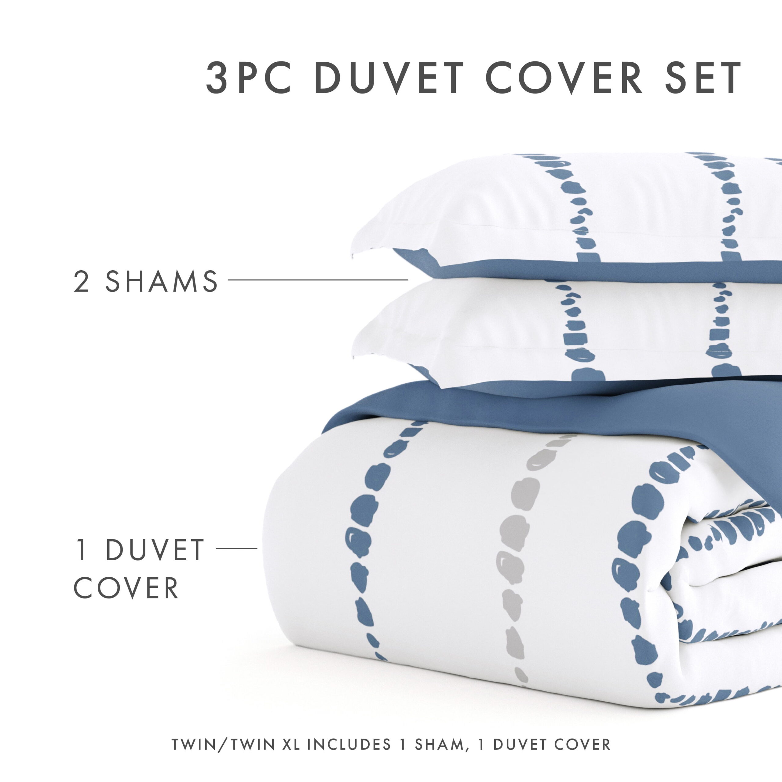 Noble Linens Blue Reversible Urban Vibe Print 3-Piece Duvet Cover Set, Full/Queen - Image 5