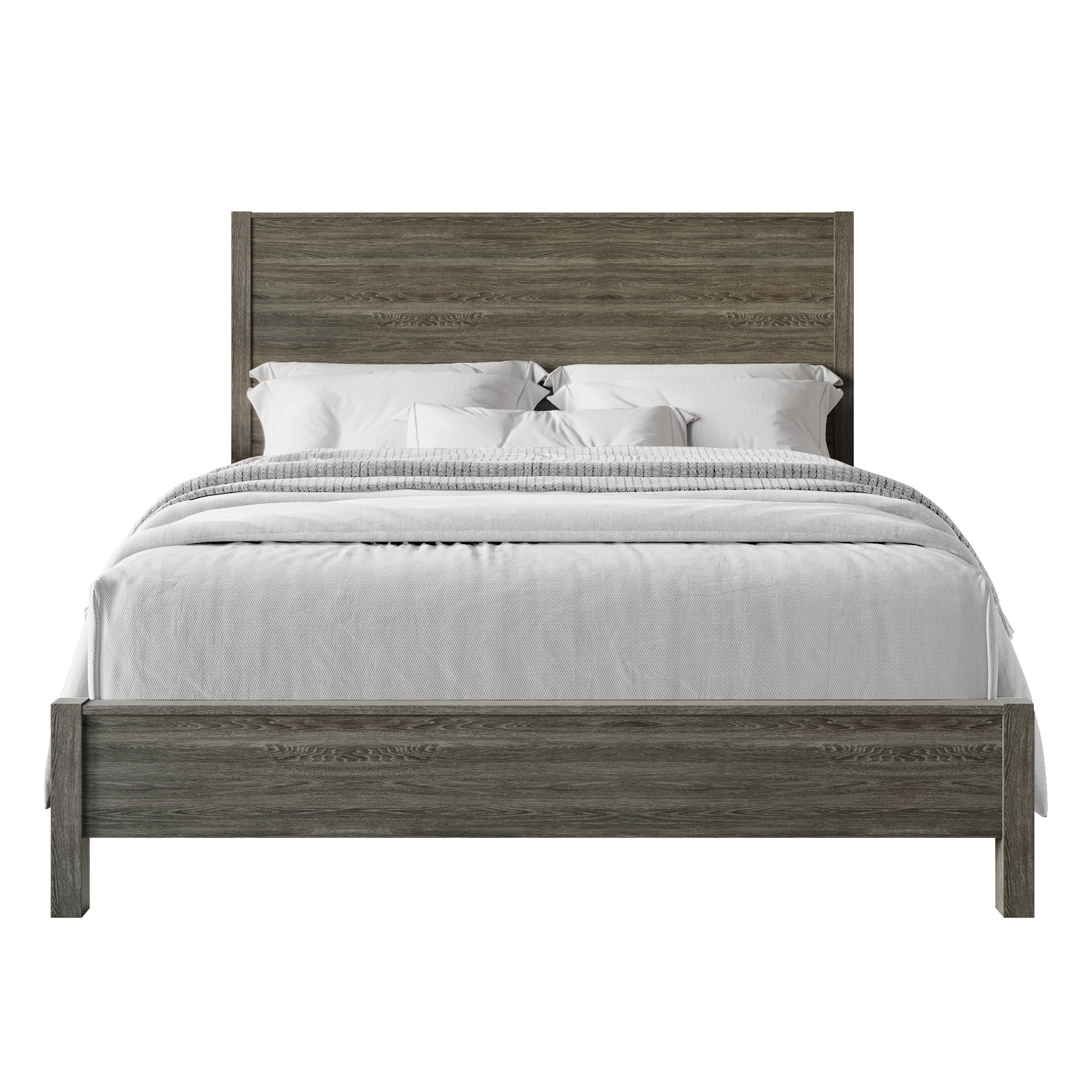 Castle Place Modern Full Wooden Bed, Dark Grey - Image 3