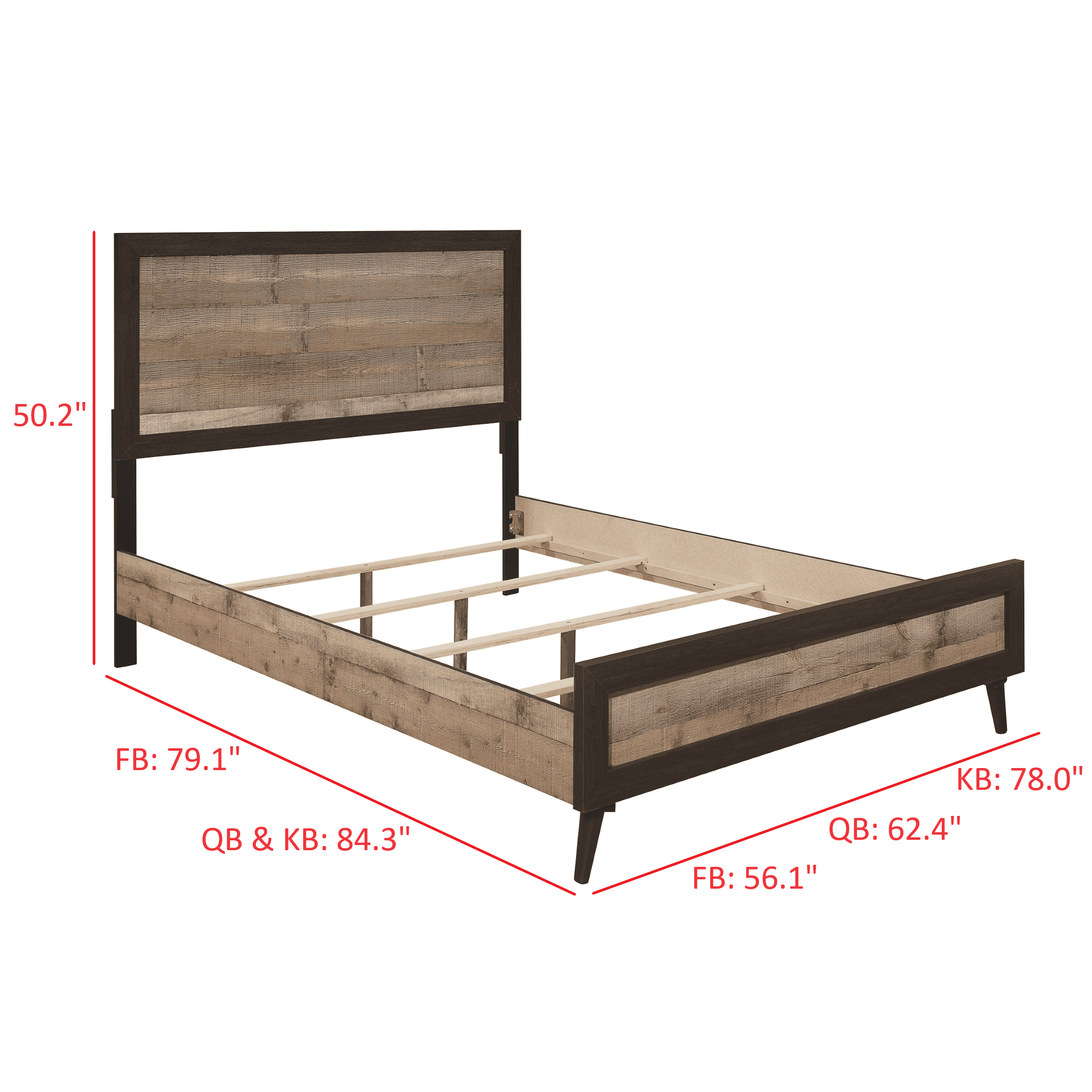 Home Design Janet Full Bed Frame with Wood Grain Panel Headboard and Footboard, Natural Oak, Easy assembly - Image 4