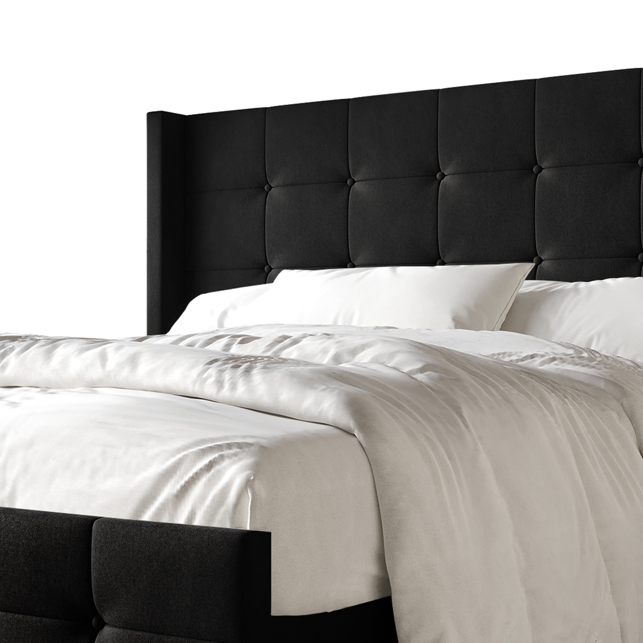 Castle Place Luxury Full Size Velvet Upholstered Bed In Black - Image 4