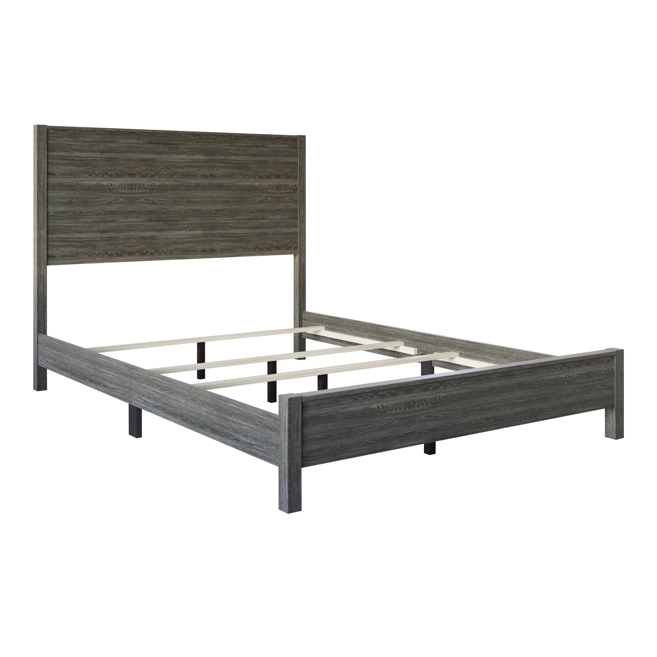 Castle Place Modern Full Wooden Bed, Dark Grey - Image 6