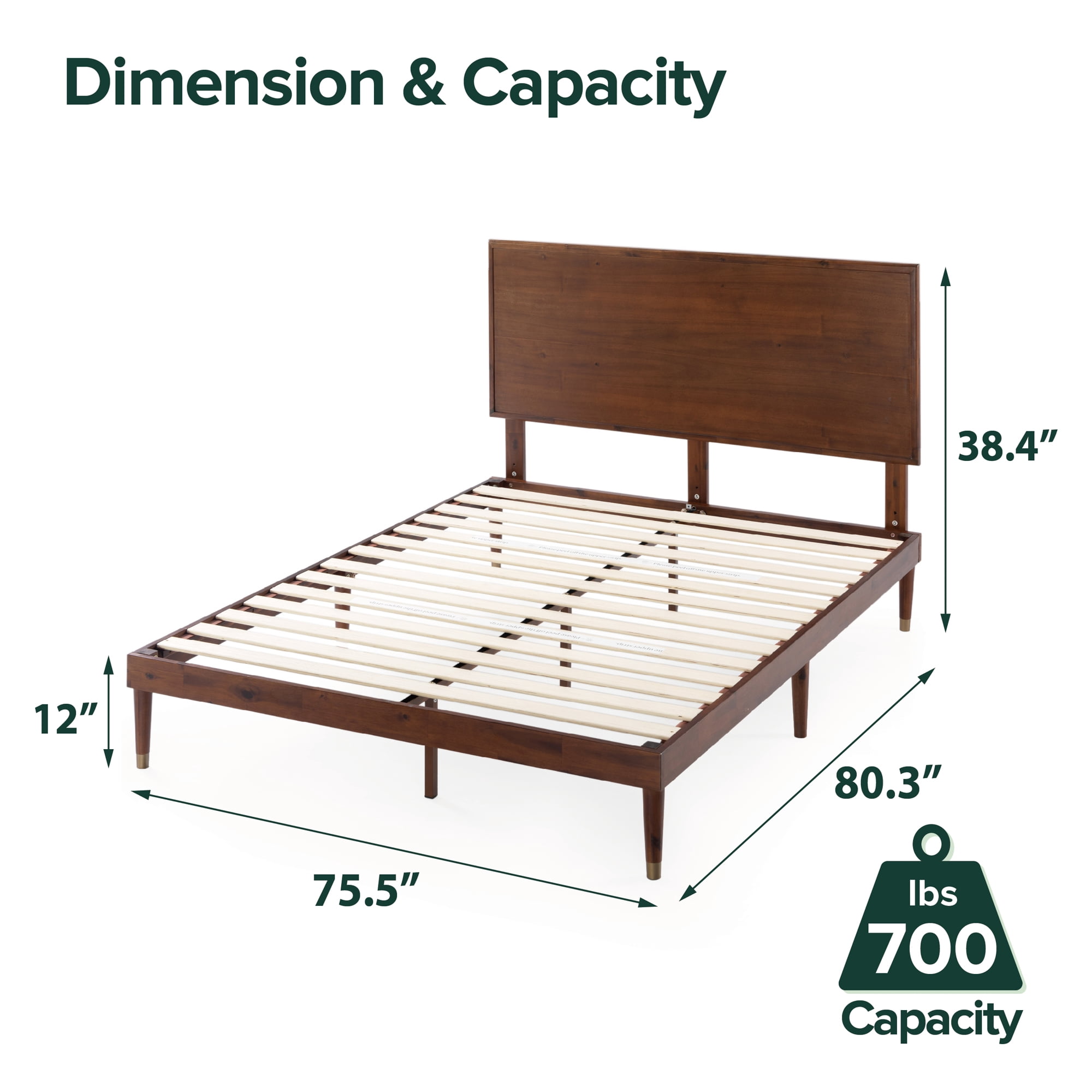 Zinus Raymond 38" Wood Platform Bed Frame with Adjustable Wood Headboard, King - Image 7