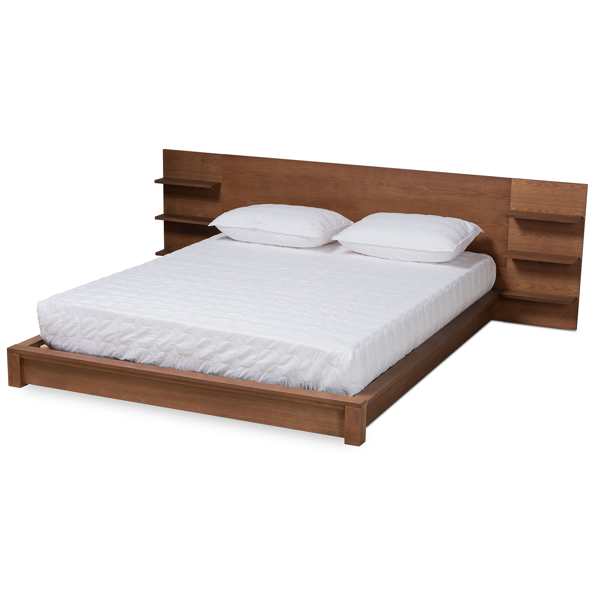 Baxton Studio Elina Contemporary/Modern Engineered Wood Storage Platform Bed, Queen, Walnut Brown - Image 2