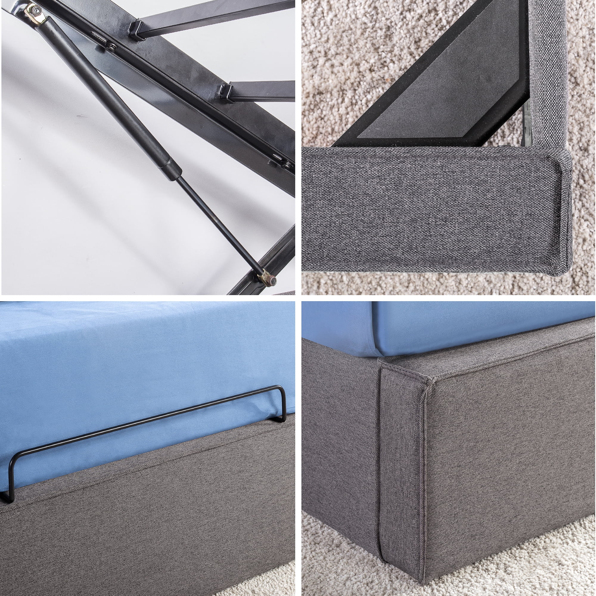 Zinus Finley 34" Upholstered Platform Bed with Lifting Storage, Full - Image 7