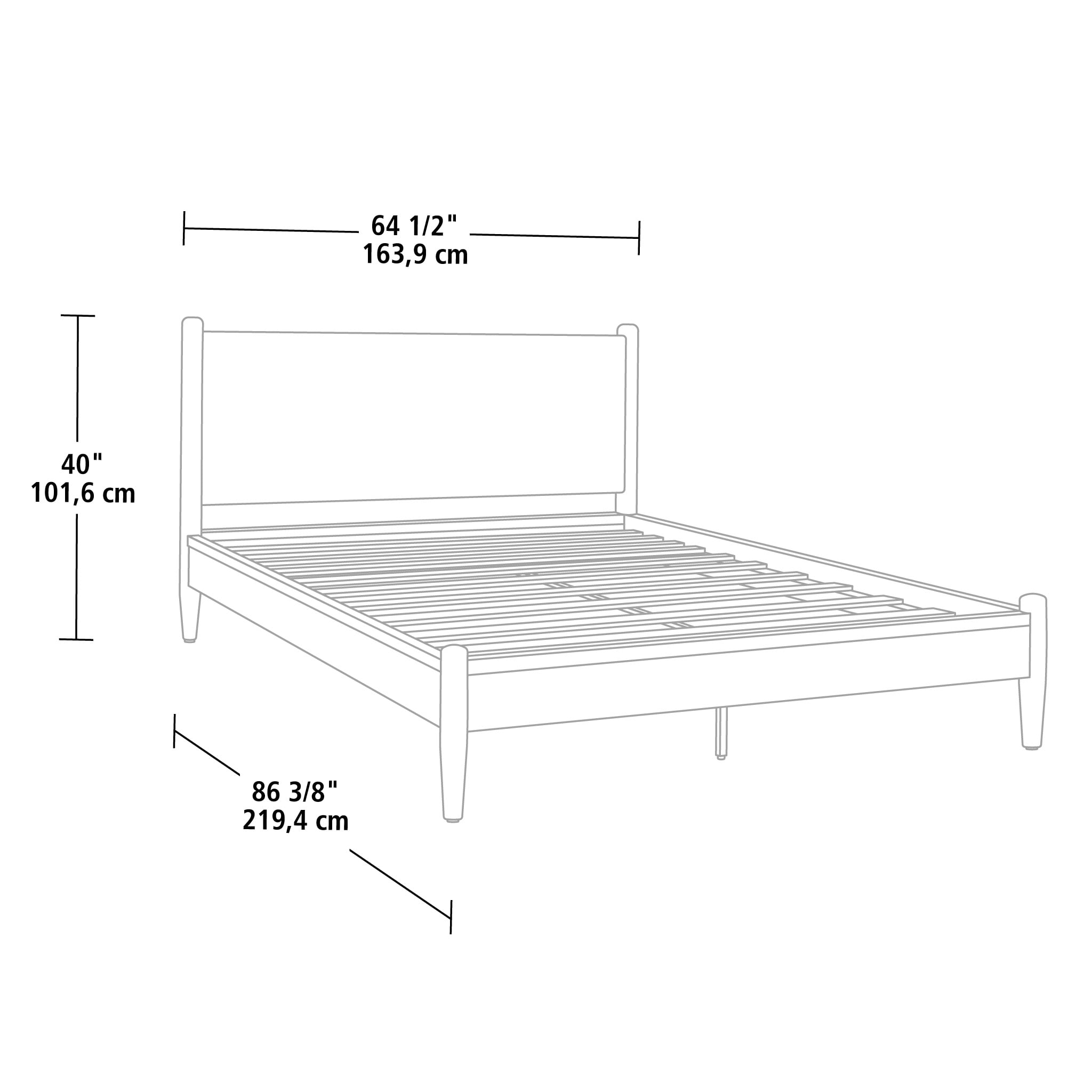 Better Homes & Gardens Greyson Queen Platform Bed, Black Faux Leather and Acorn Finish - Image 3
