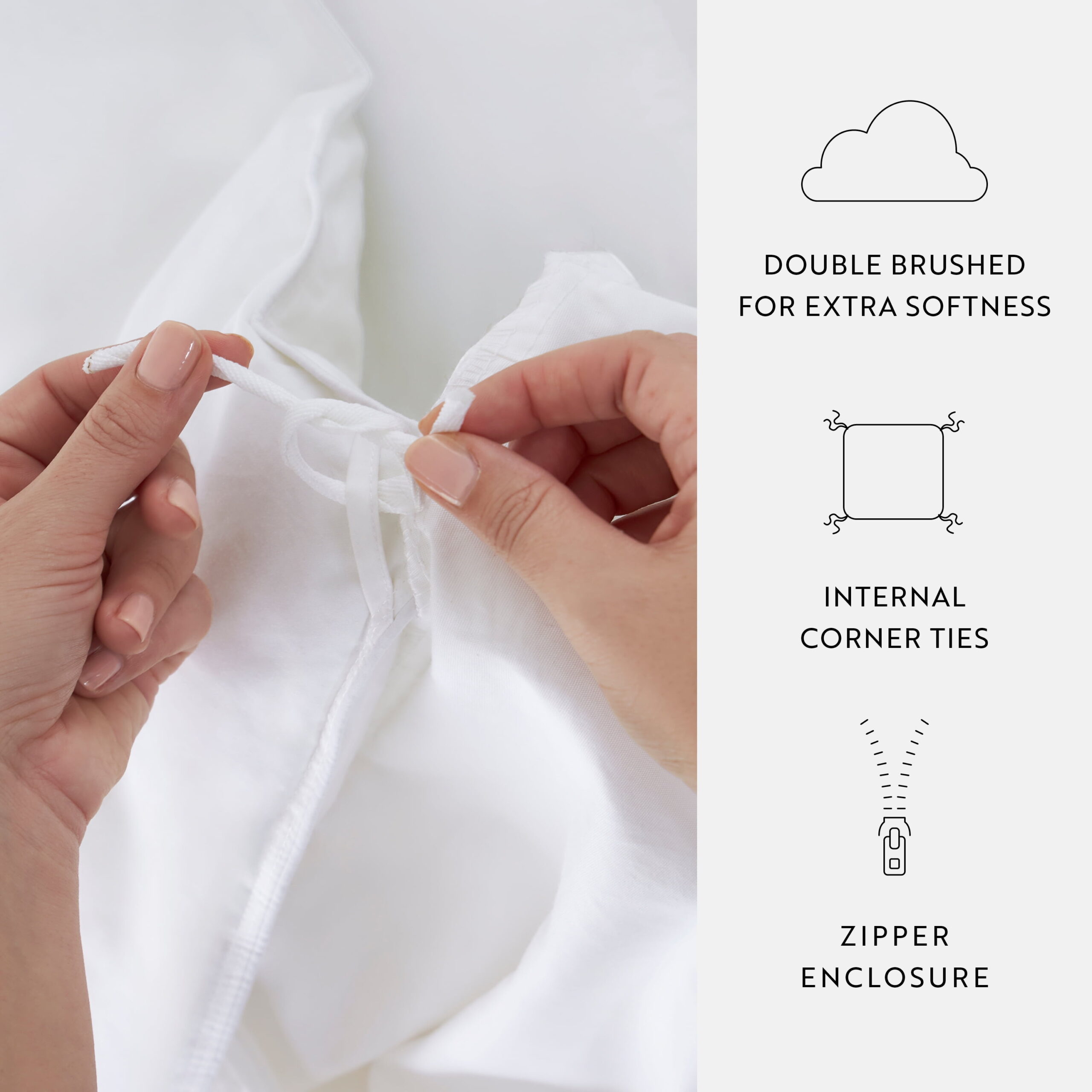 Noble Linens Gingham Check Natural 3-Piece Patterned Duvet Cover Set, Queen - Image 5