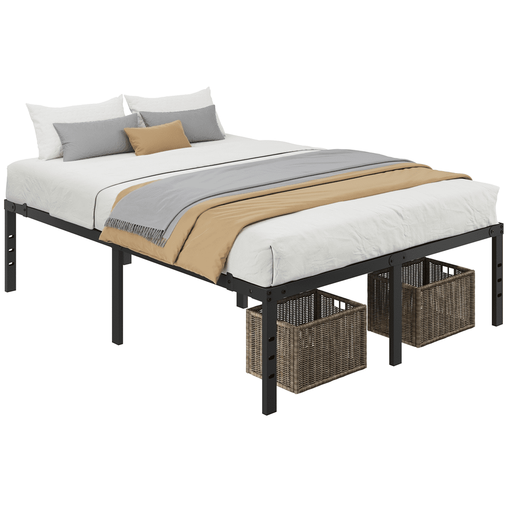 Alden Design Queen Size 18" Platform Bed Frame, No Box Spring Needed, Adult, Black - Image 2