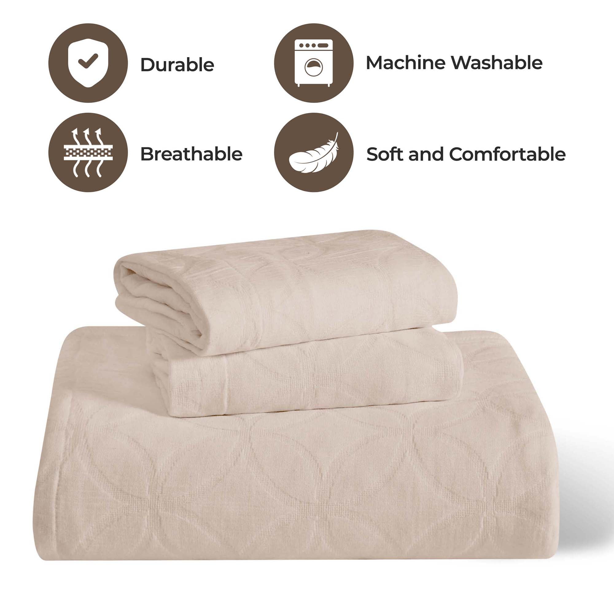 Superior 2-Piece Serenity Cotton Matelasse Linen Bedspread Set, Twin - Image 2