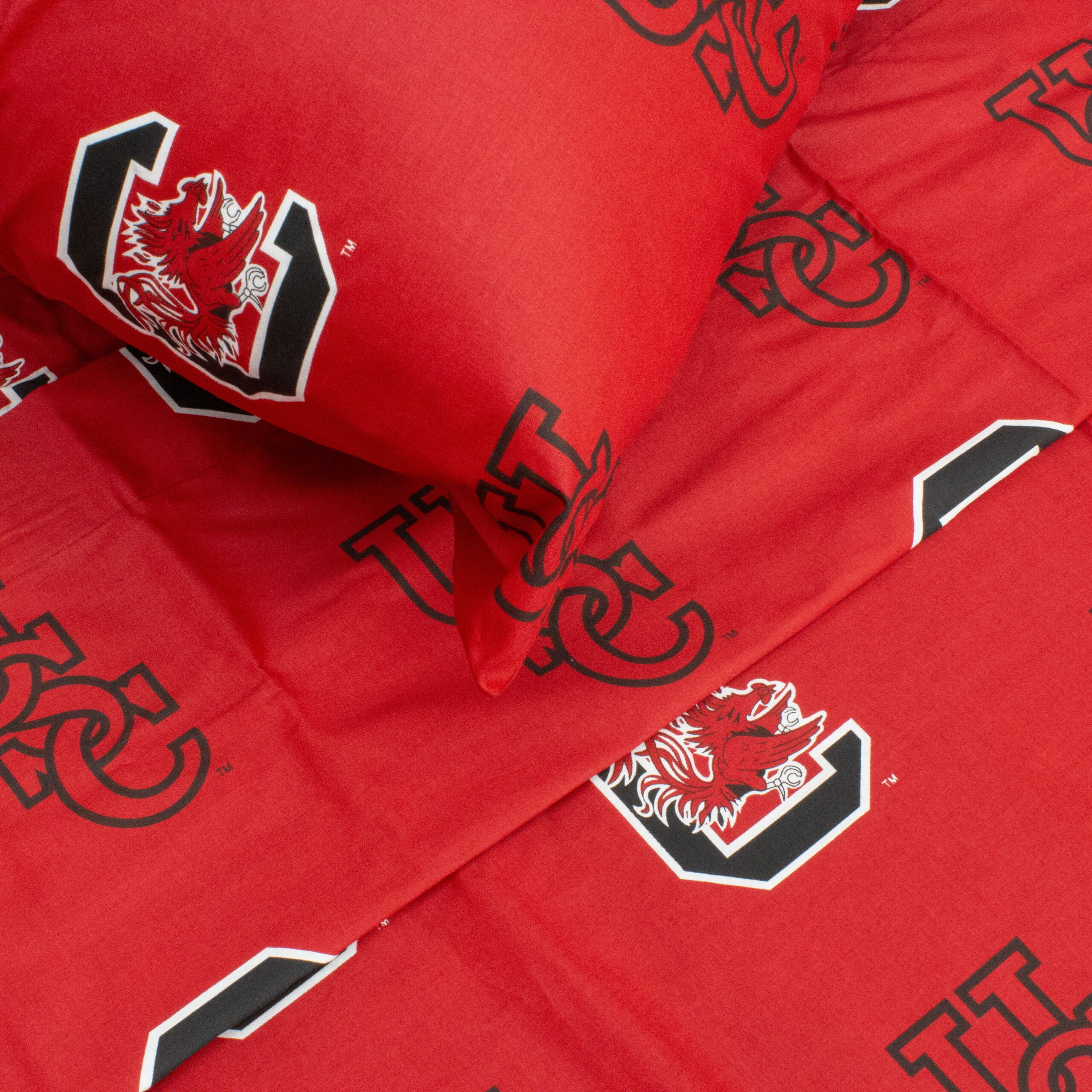 South Carolina Gamecocks 100% cotton, 4 piece sheet set - flat sheet, fitted sheet, 2 pillow cases, Queen, Team Colors - Image 4