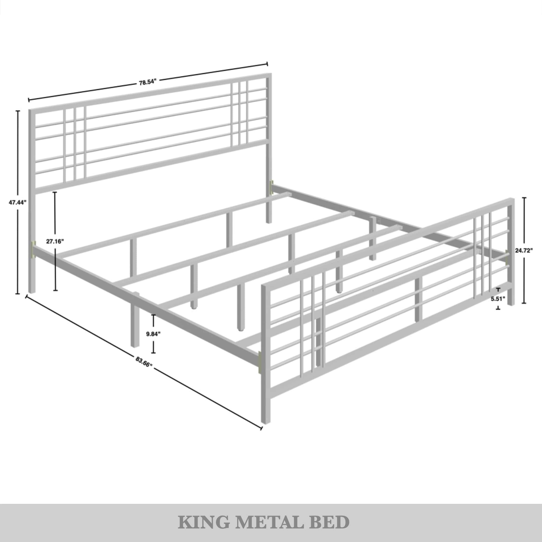 Castle Place Simple Classic King Size Metal Panel Bed, White - Image 5