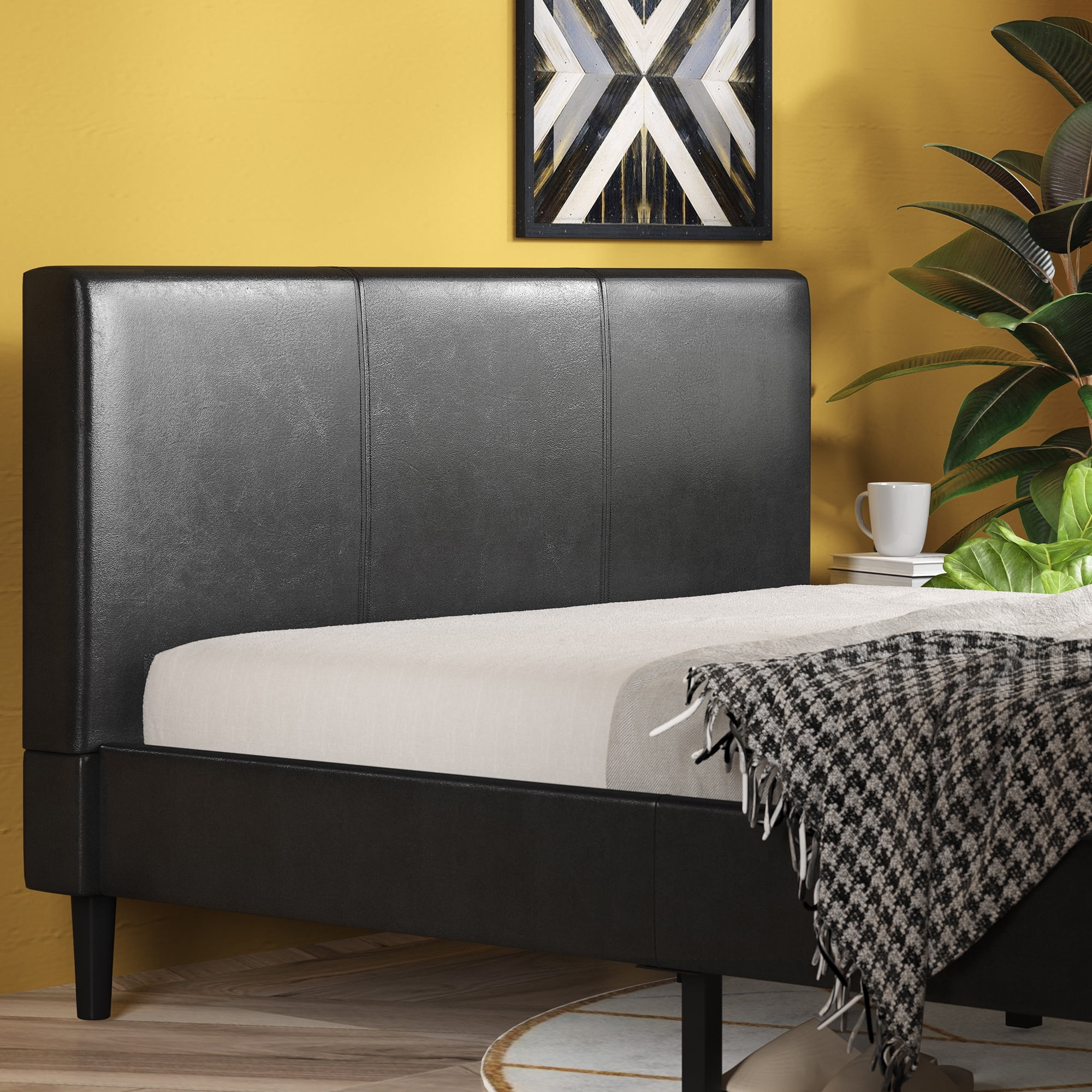 Zinus Jade 44" Faux Leather Upholstered Platform Bed, King - Image 4