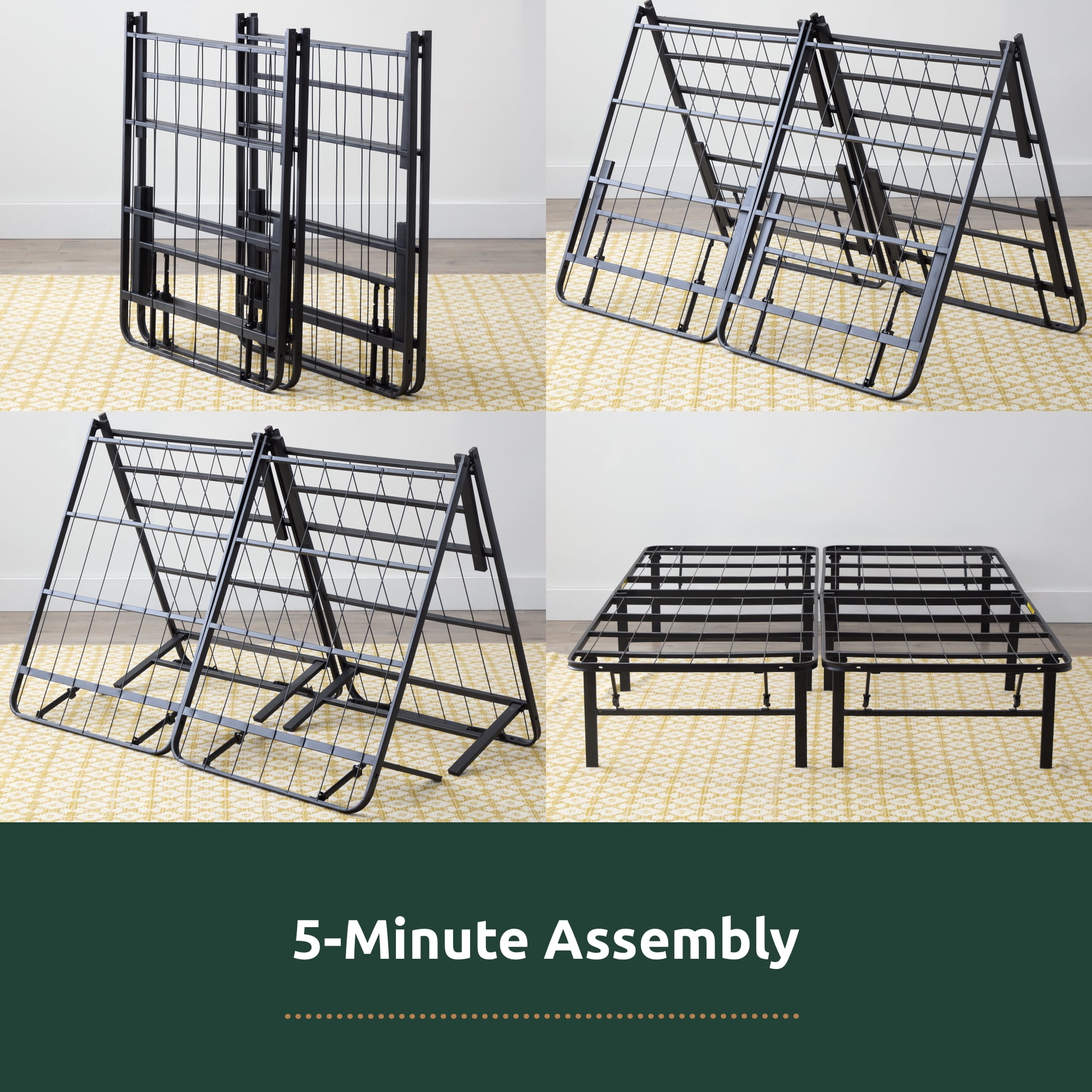 Rest Haven 14" Black Steel Platform Bed Frame, Queen - Image 4