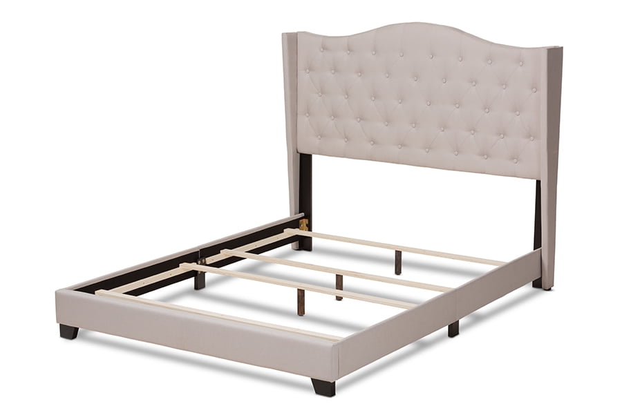 Baxton Studio Alesha Modern and Contemporary Beige Fabric Upholstered King Size Bed - Image 5