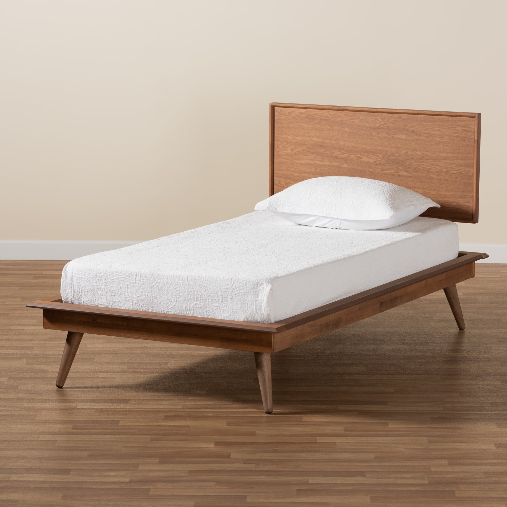 Baxton Studio Karine Mid-Century Engineered Wood Platform Bed, Twin, Ash Walnut - Image 7