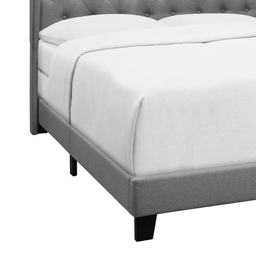 Home Design Aden Queen Upholstered Panel Bed Frame with Wingback Headboard, Button Tufted, Gray, Easy Assembly, for Adult Bedroom - Image 5