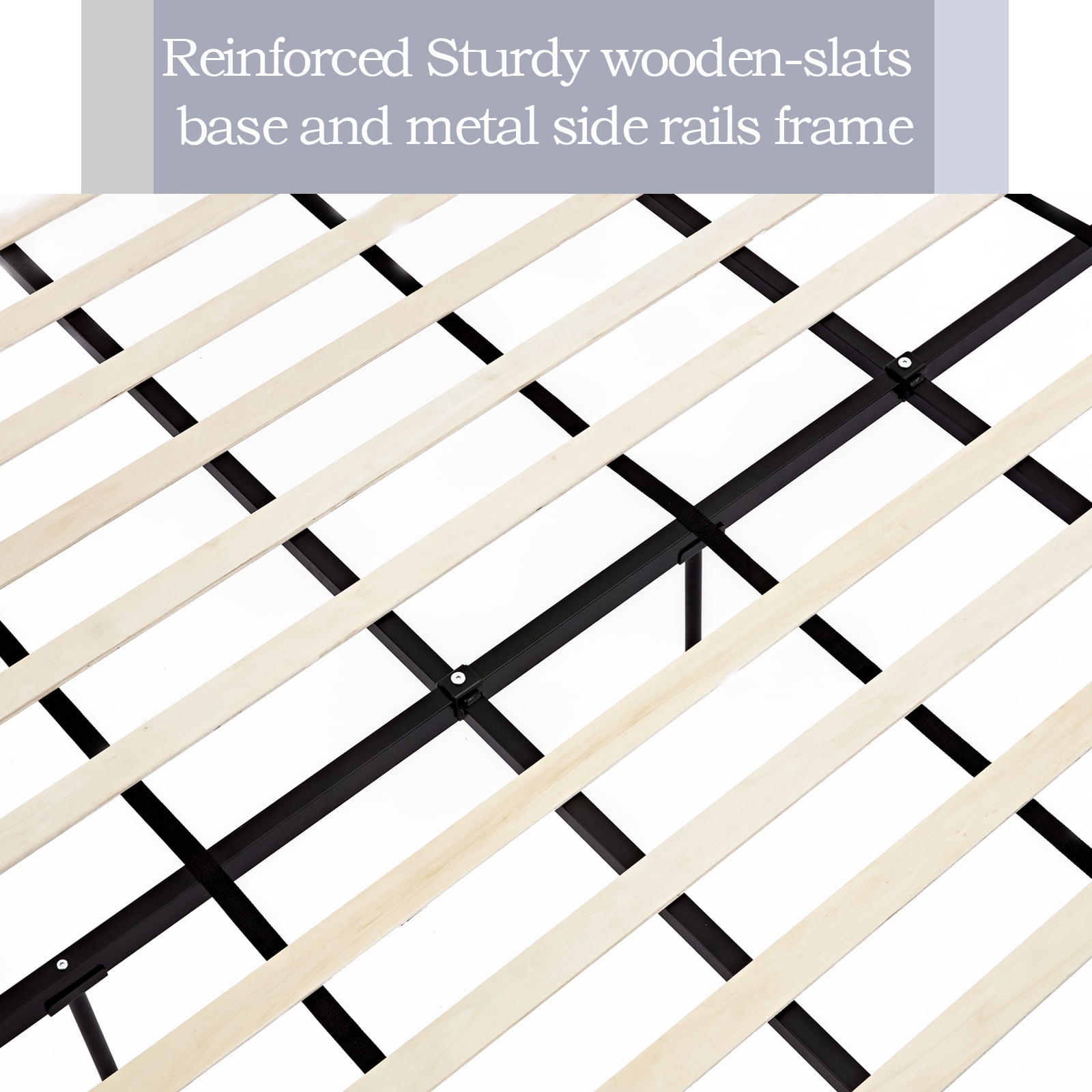 Miniyam 54" High Queen Size Upholstered Bed with Wingback Headboard for Adult, Ivory White - Image 5