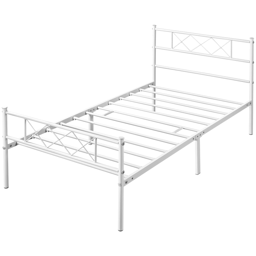 Alden Design X-Design Headboard & Footboard Metal Twin Bed, White - Image 4