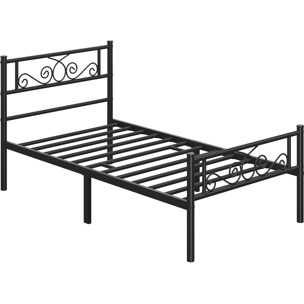 Renwick Modern Scroll Metal Platform Bed for Adult, Black, Twin XL - Image 2