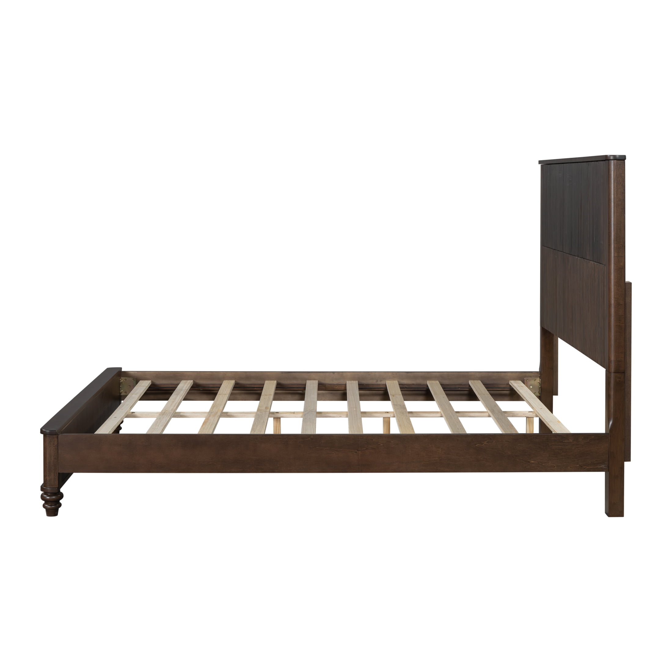 Noble House Classic Transitional Queen Platform Bed with Headboard, Solid Wood Frame, Walnut - Image 6