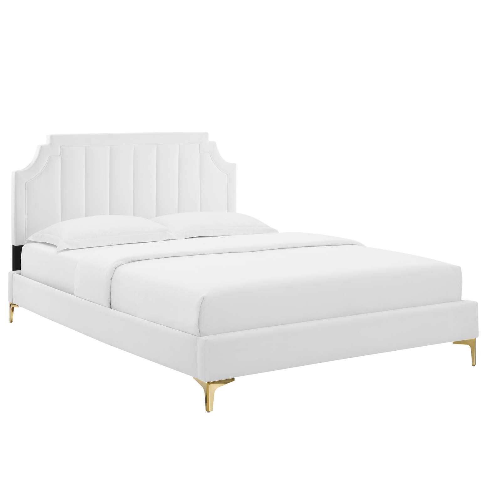 Modway Sienna Performance Velvet Queen Platform Bed in White - Image 2