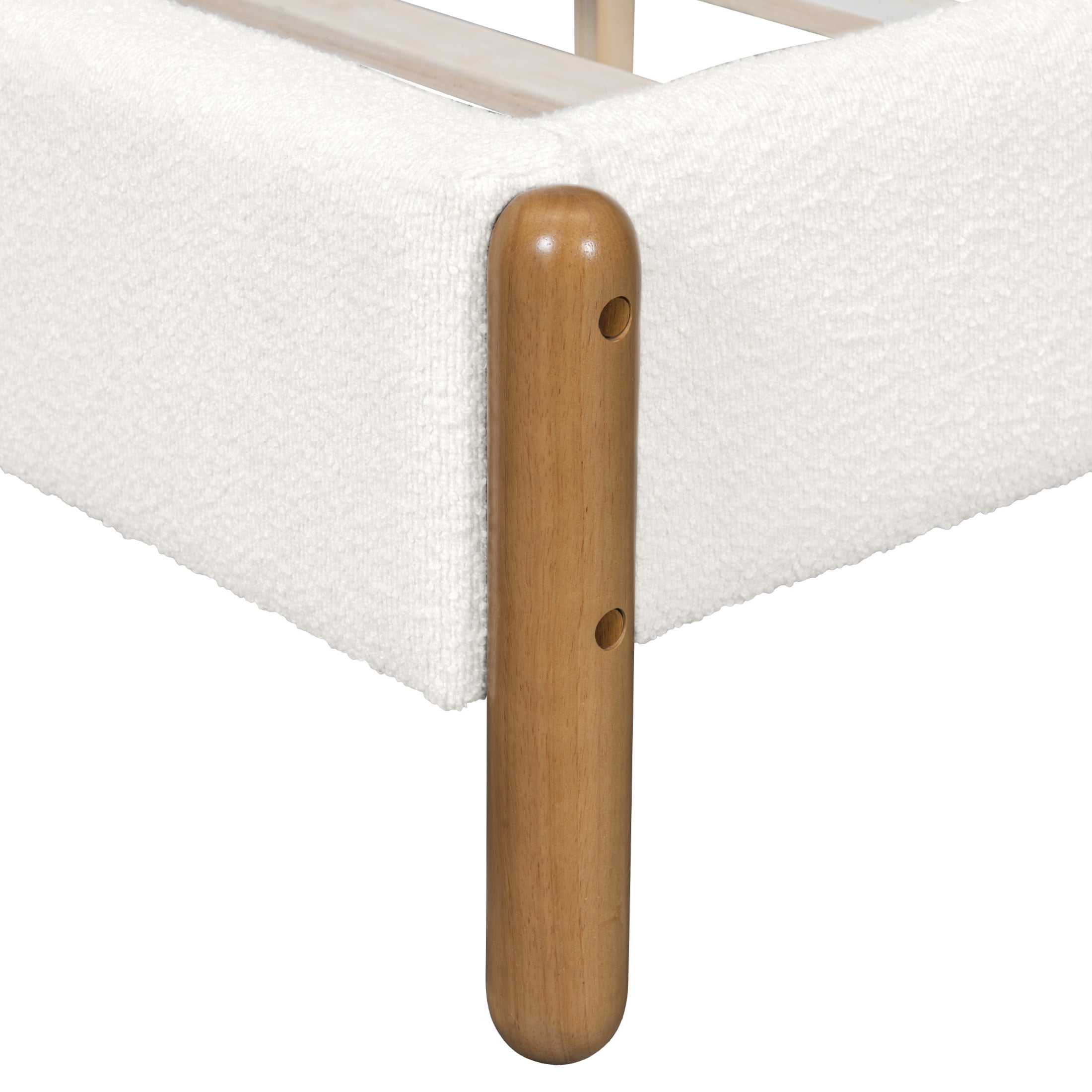 Christopher Knight Home Modern Boucle Queen Bed Frame, Vertical Stripe Headboard, Solid Wood, White - Image 6