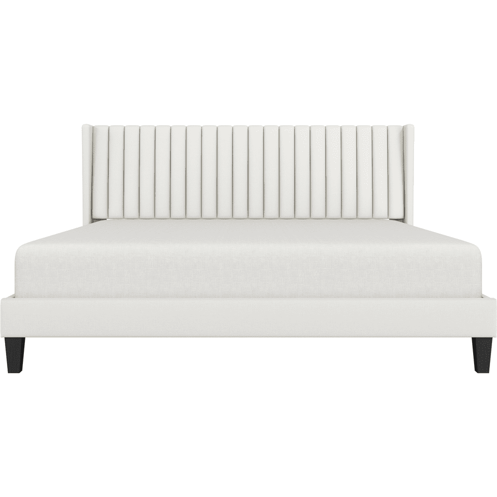 Renwick Wingback Upholstered Platform Bed Frame, King, Ivory - Image 3