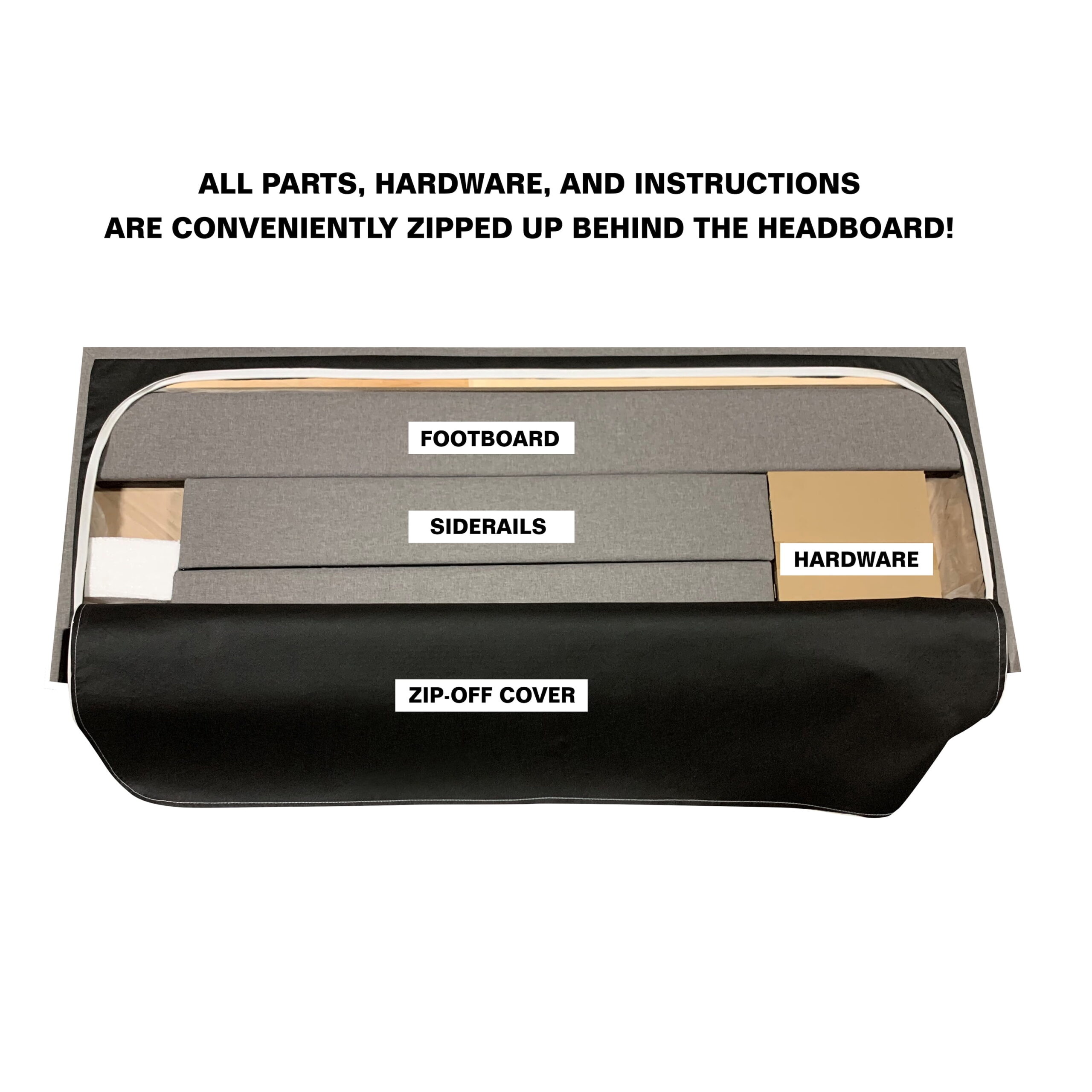 Boyd Sleep Bree White/Black Faux Leather Full Size Fully Upholstered Platform Bed Frame with Adjustable Headboard - Image 6