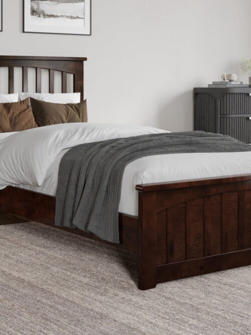AFI Becket Twin-XL Solid Wood Low Profile Platform Bed with Matching Footboard, Walnut