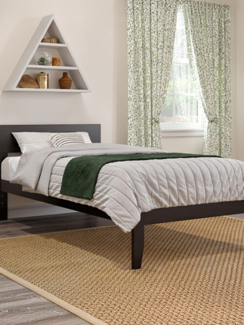 AFI Boston 14" Twin-XL Wood Platform Bed Frame with Modern Headboard, Espresso