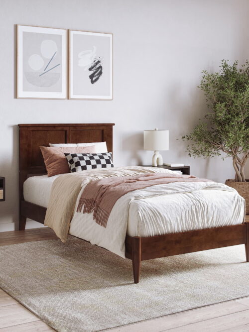 AFI Charlotte Twin XL Solid Wood Low Profile Platform Bed, Walnut