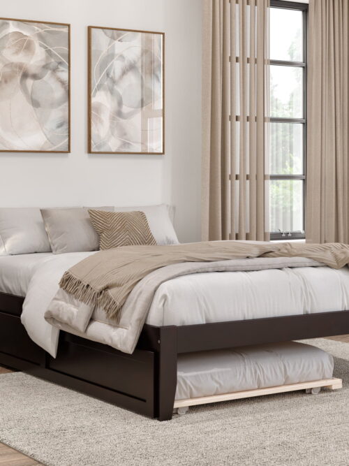 AFI Colorado 14" Full Wood Platform Bed Frame with Twin Trundle, Espresso