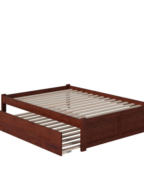 AFI Concord Full Solid Wood Platform Bed with Footboard & Full Trundle in Walnut