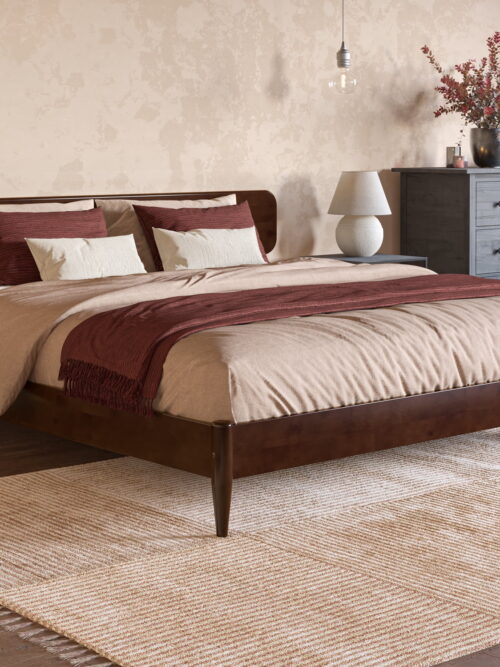 AFI Florence King Solid Wood Low Profile Platform Bed, Walnut
