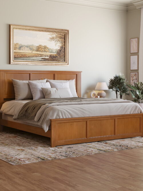 AFI Madison King Foundation Bed with Matching Footboard, Light Toffee