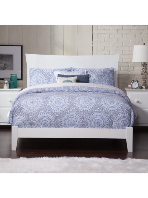 AFI Metro Full Wood Foundation Bed Frame with Panel Headboard, White