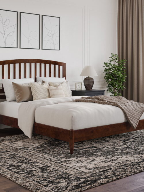 AFI Quincy Queen Solid Wood Low Profile Platform Bed, Walnut
