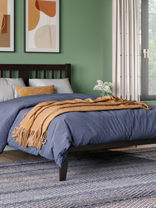 AFI Tahoe 14" Full Wood Platform Bed Frame with Slatted Headboard, Espresso