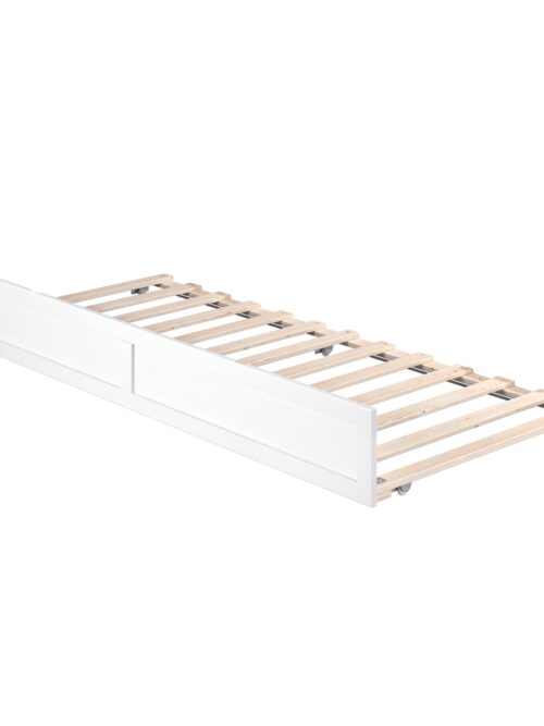 AFI Twin-XL Roll Out Wood Trundle Bed Frame with Wooden Slat Supports, White