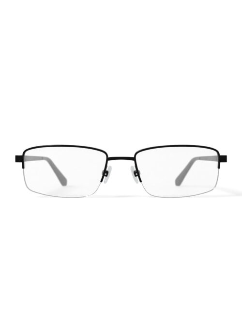 Adolfo Men's Officer Rectangular Prescription Eyeglasses with Case, Gunmetal