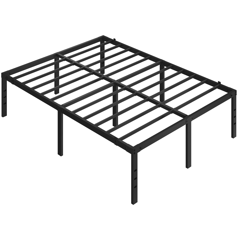 Alden Design Queen Size 18" Platform Bed Frame, No Box Spring Needed, Adult, Black