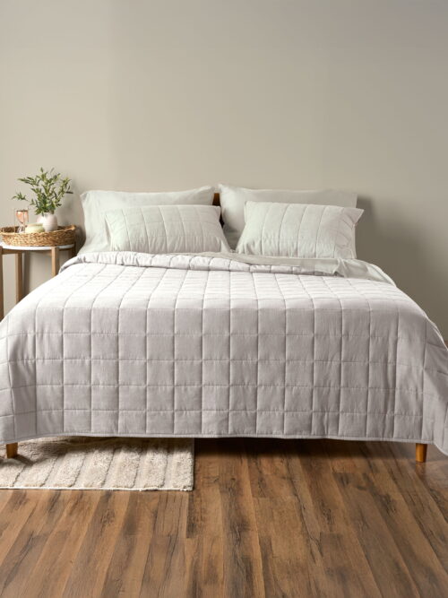 Allswell Cotton Linen Blend Quilt Set, Bleached Linen, Full/Queen