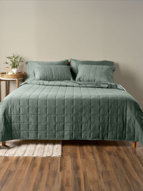 Allswell Cotton Linen Blend Quilt Set, Flagstone, Full/Queen