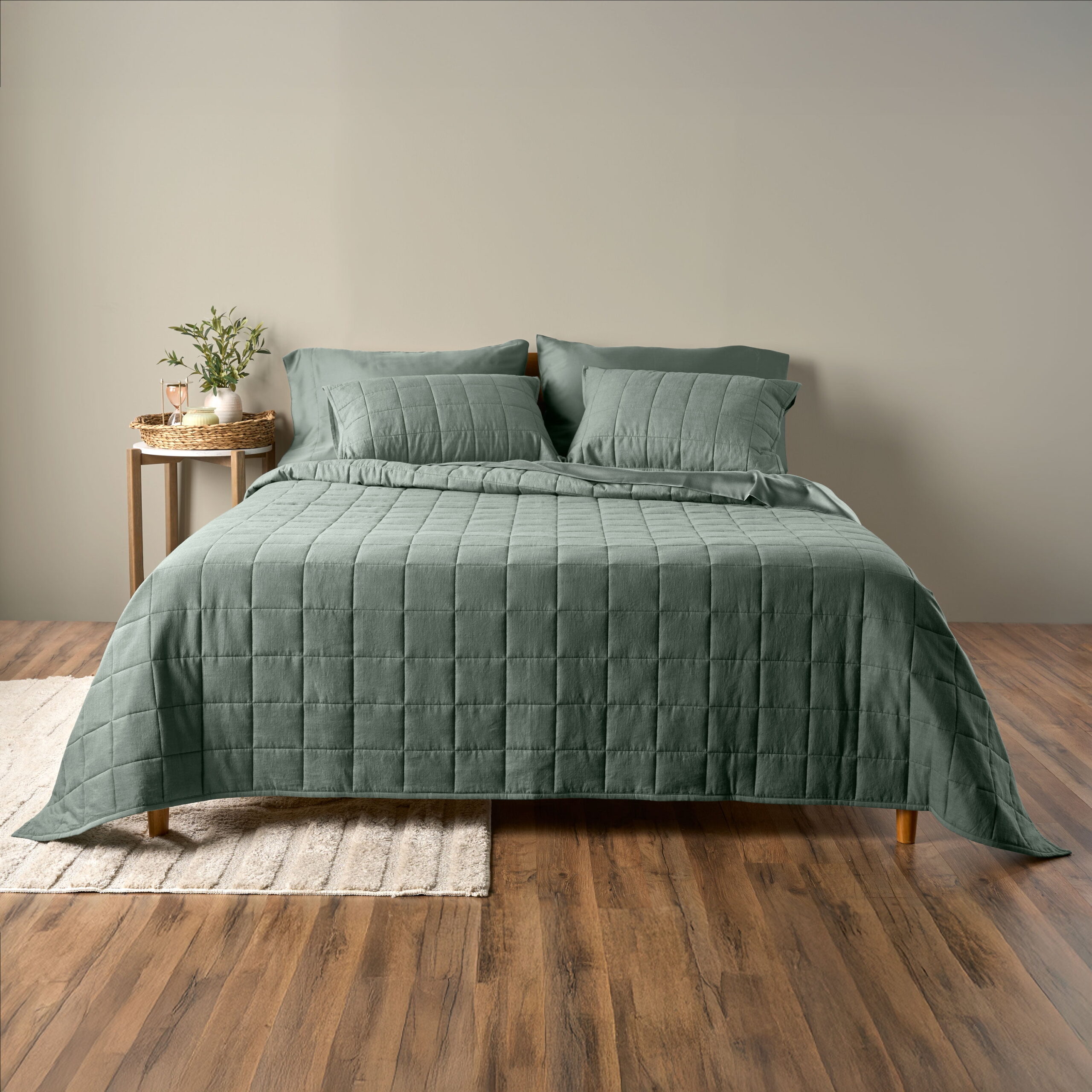 Allswell Cotton Linen Blend Quilt Set, Flagstone, Full/Queen