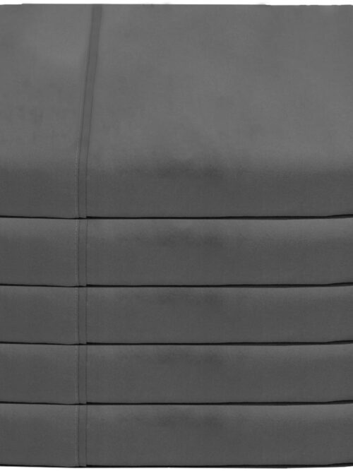 Bare Home Flat Top Sheet, Microfiber, Wrinkle Resistant, King, Gray, 5 Pack
